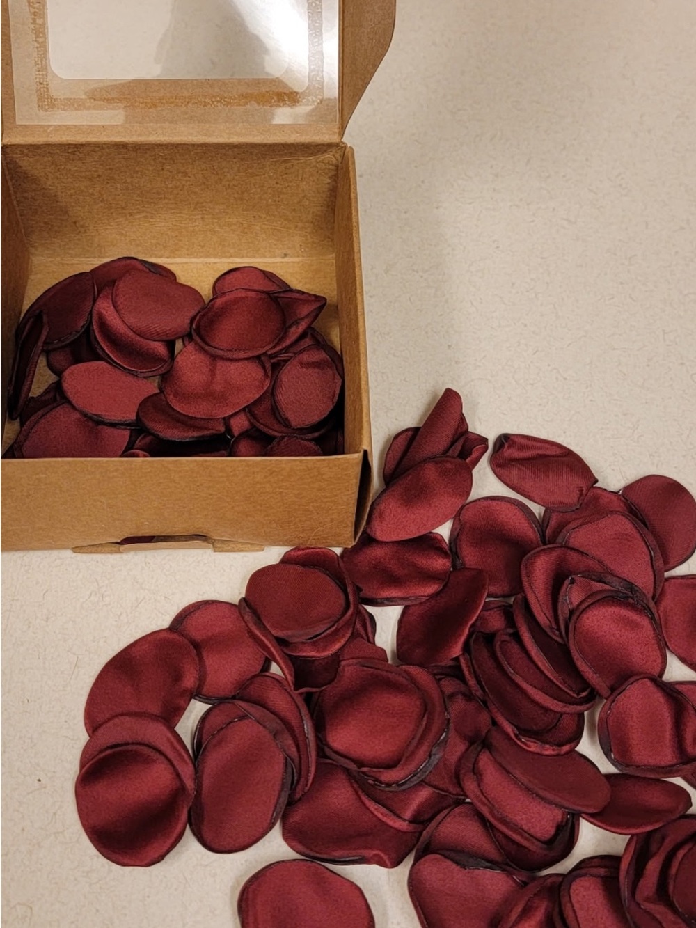 Burgundy Faux Silk Rose Petals - Boxed